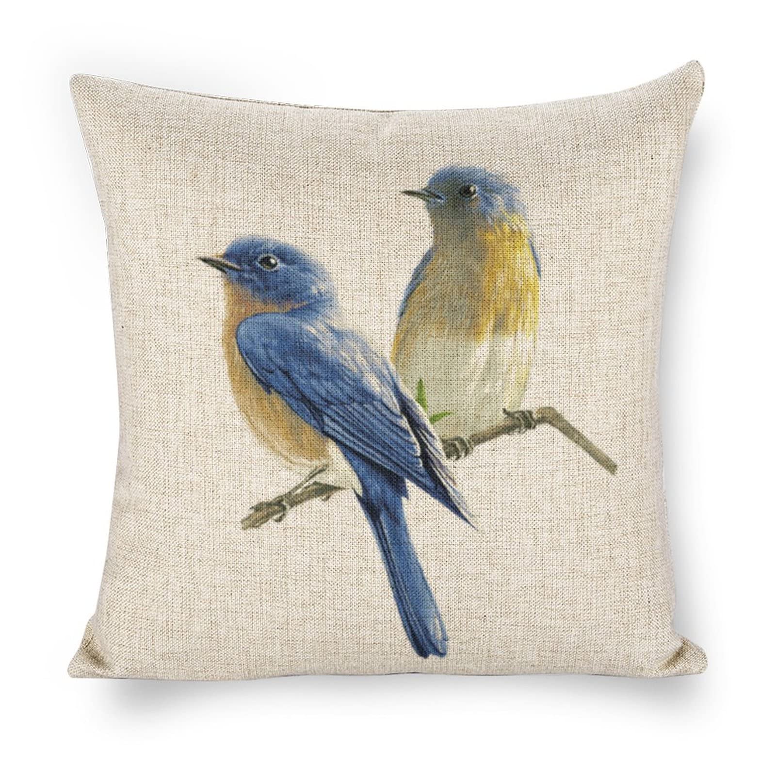 Icotoibabie Linen Pillow Case Magpies Pattern 18x18 Inch Double Sided Decorative Cushion Cover for Sofa Bed Chair Car