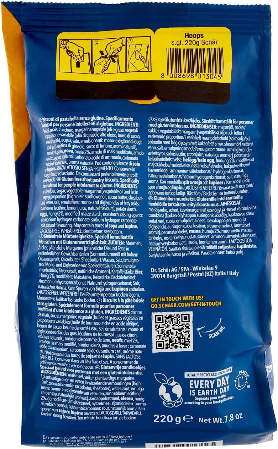 Italian Gourmet Schär Italian Gourmet Hoops biscotti senza glutine 12 x | Anelli dolci da inzuppo; glutenfrei, zart gebacken, ideale pausa per, Gesamtnettogewicht 2,4 kg + Kostenlos Polpa 400g