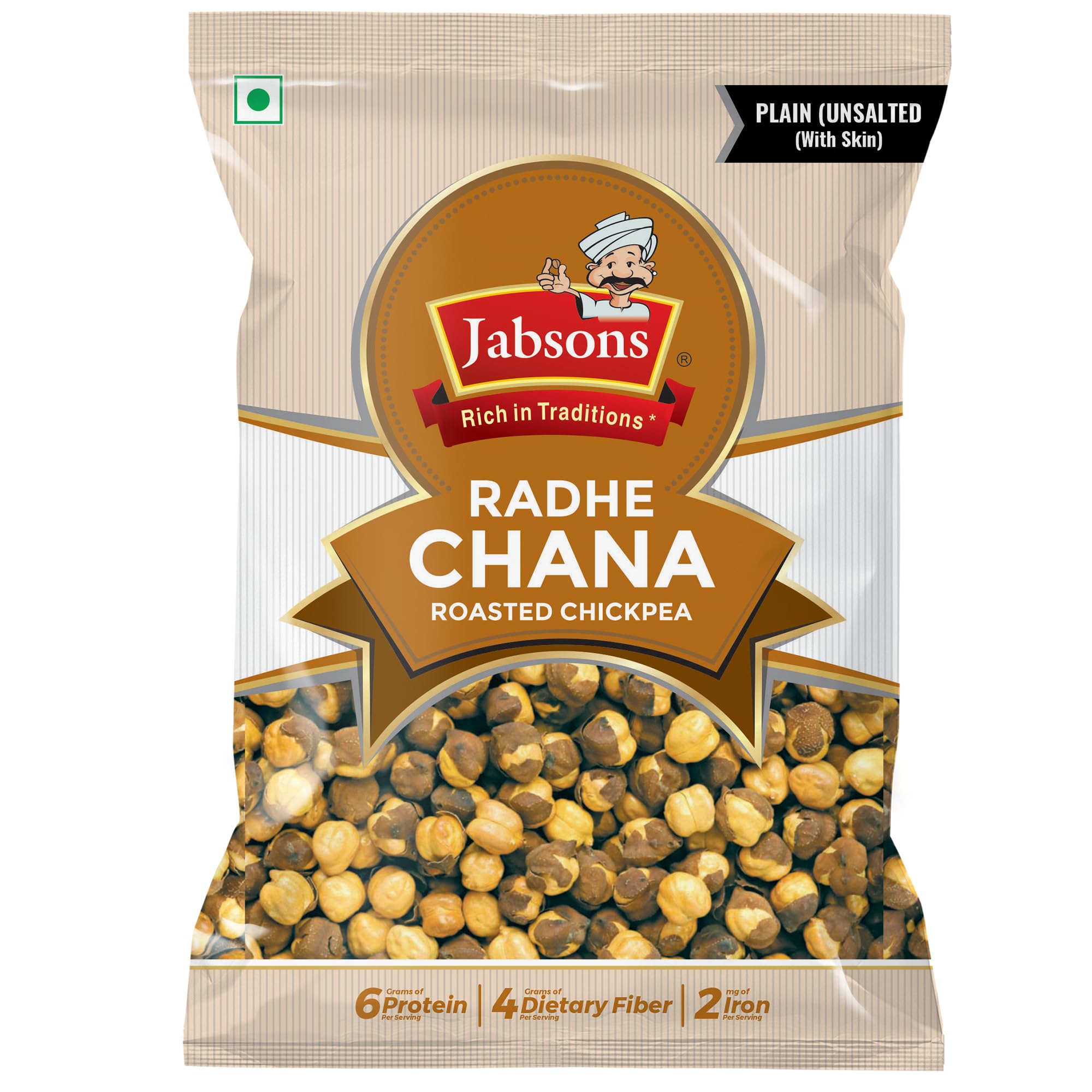 Jabsons Radhe Plain Chana 200g | Roasted Chickpeas | Healthy Snack