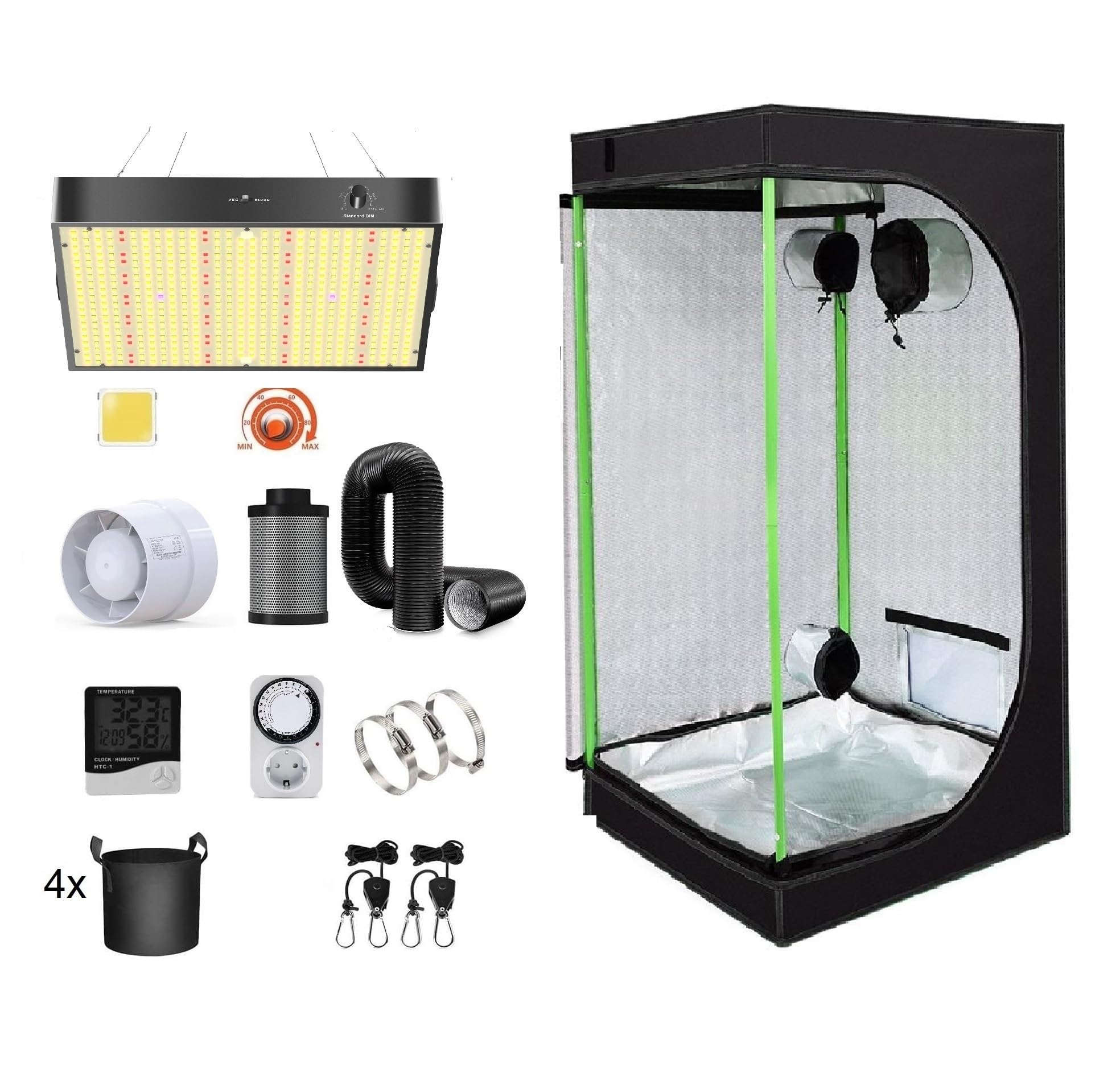 grow zelt günstig JUNG Growbox Komplettset Anbau Set mit LED Vollspektrum Lampe Dimmbar, 100x100x200 cm, mit Ventilator, Abluft Aktivkohlefilter, Growzelt Anzucht Gewächshaus, Grow Tent Complete Set Garten Variante:500 g/m² AIDAdiva Download and Install Samsung