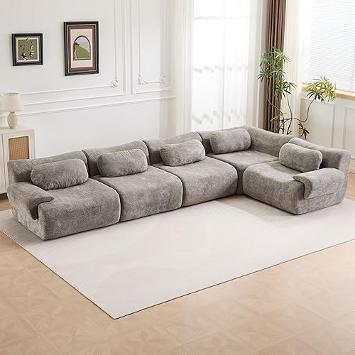 Miniatura 91 de Juego de sofás modulares sin hueso de 79.6 pulgadas para sala de estar, sofá modular en una caja, sofá moderno de espuma viscoelástica, sofás