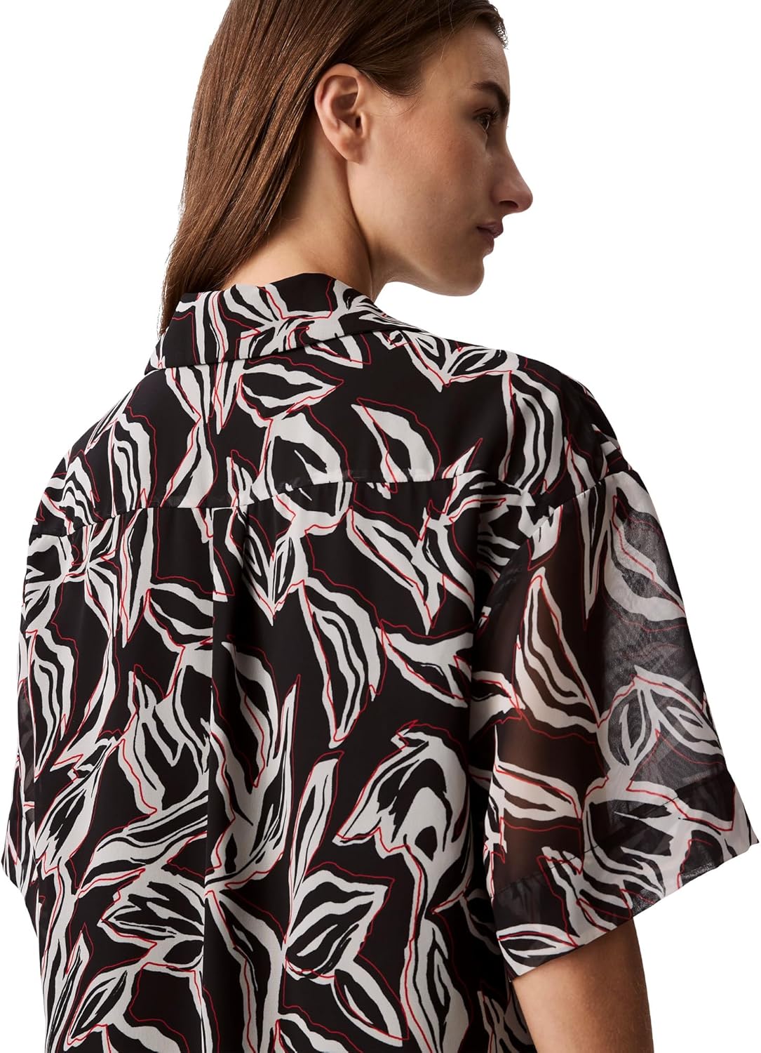 Calvin Klein Womens Chiffon Printed Wrap Top - Image 6