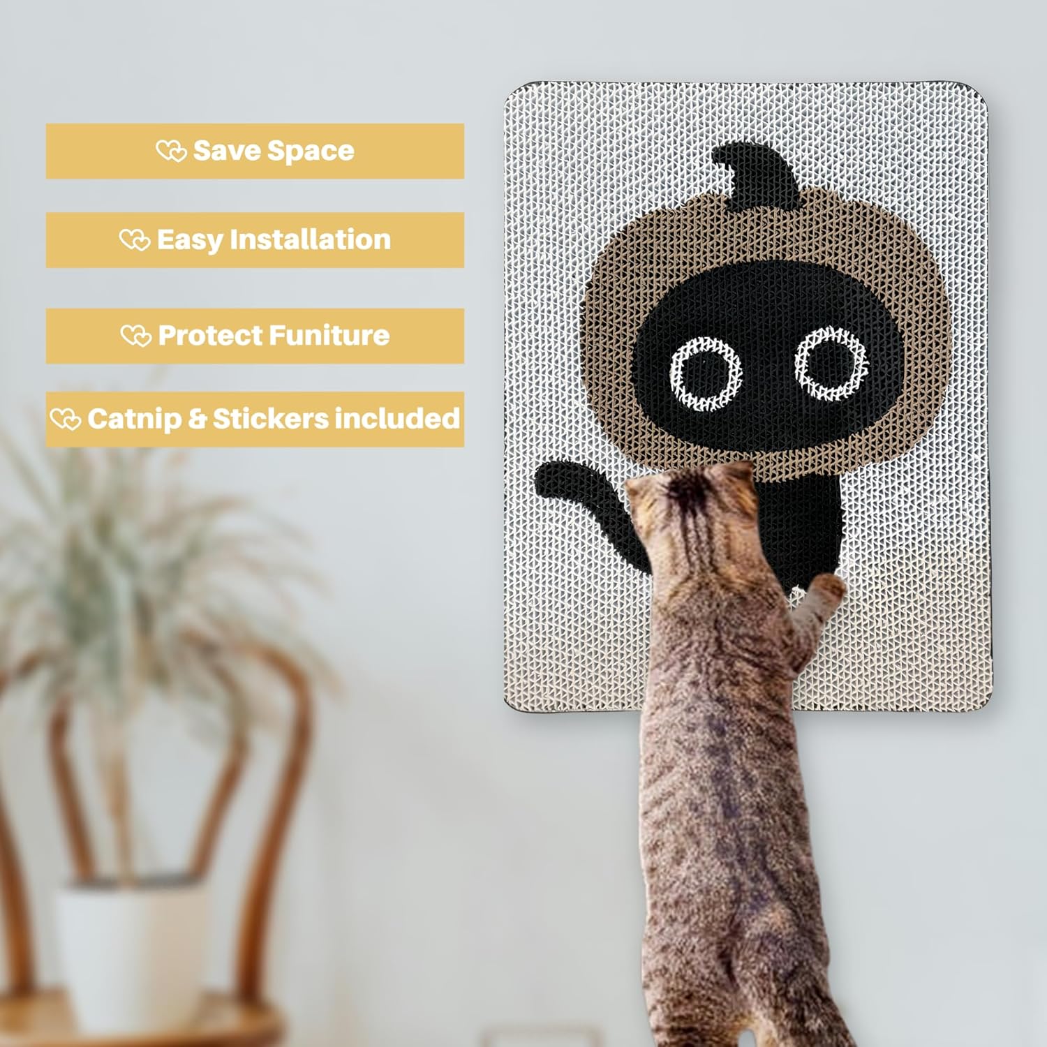 review Wall Mounted Cat Scratcher - Cat scratchers for Indoor Cats with Catnip - Cat Scratching Board - Vertical cat Scratcher - Cat Wall Scratcher for Furniture Protector (Pumpkin Knight)