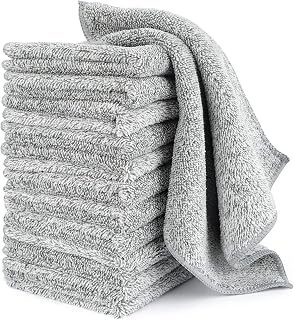 HAOBAOBEI Kitchen Cloth Dish Towels (12 Pack), Premium Dishcloths, Super Absorbent Microfiber Cleaning Cloth, Nonstick Oil Washable Fast Drying Dish Rags for Washing Dishes (Grey)