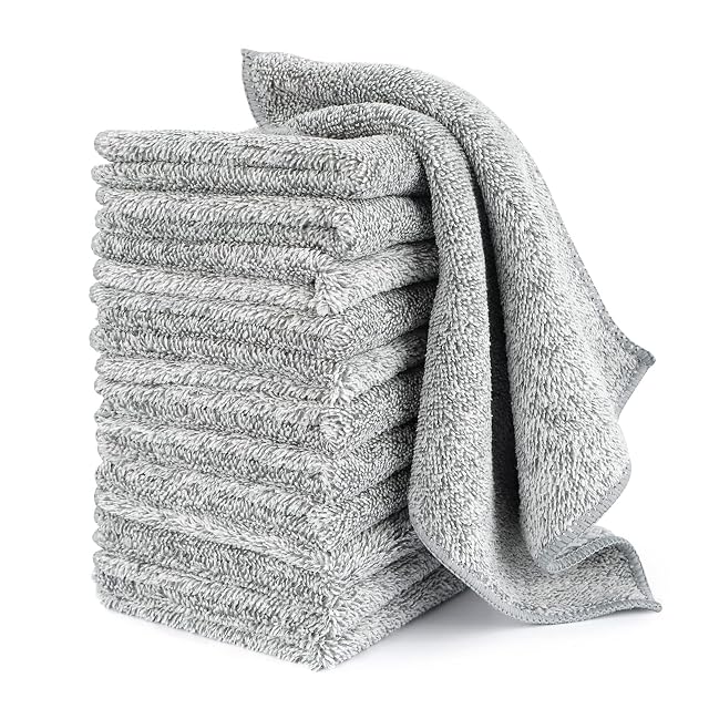 HAOBAOBEI Kitchen Cloth Dish Towels 12 Pack Premium Dishcloths Super Absorbent Microfiber Cleaning Cloth Nonstick Oil Washable Fast