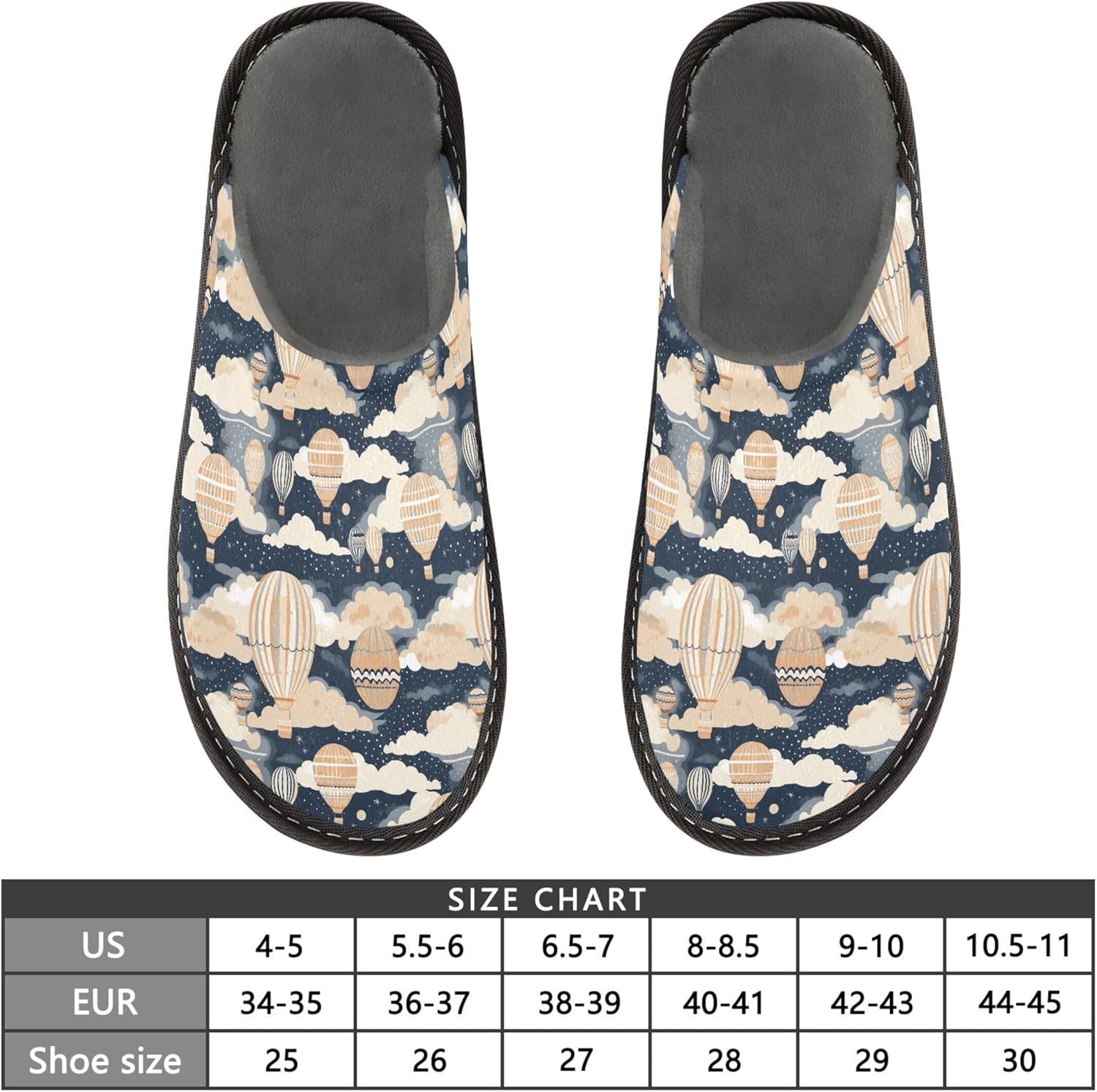 Hot Air Balloon House Slippers – Cozy Fuzzy Slippers for Guests, Washable & Disposable, Perfect for Shoeless Home, Spa & Hotel Use A110828