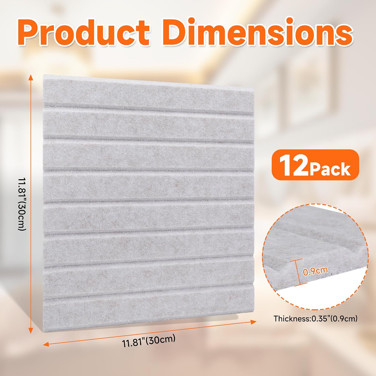 Large Splicing Felt Bulletin Board Cork Board Alternative 48" x 36" Felt Pin Board for Home Office Classroom Wall Decor Felt Wall Panel with Pushpins Tabs (Fine-Stripe 12 Pack, Oatmeal)