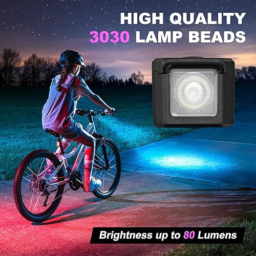 Miniatura 6 de Qisan Luces delanteras recargables para bicicleta de 80 lúmenes para conducción nocturna, 3 modos USB-C impermeable luz LED para bicicleta