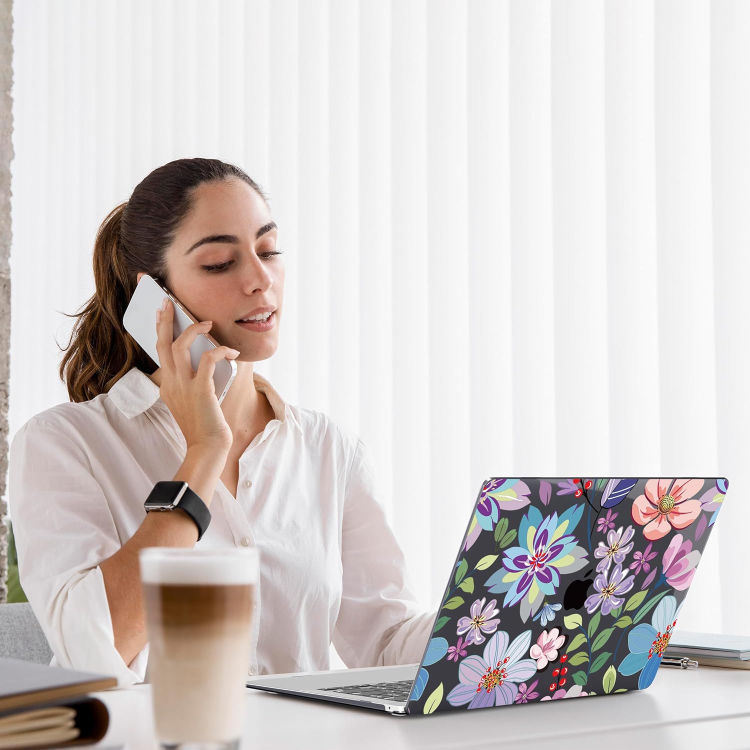 Teryeefi Case for M1 MacBook Air 13 inch 2020 2019 2018 fits Model A2337 A2179 A1932 with Retina Display & Touch ID, Plastic Hard Shell & Keyboard Cover & Screen Protector, Pretty Colorful Flower A004 - Image 3