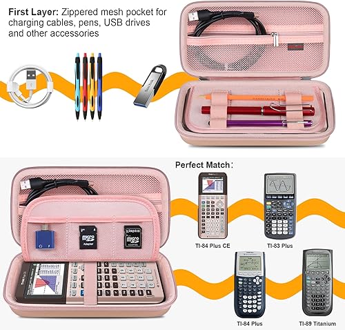 Miniatura 2 de Elonbo Funda de transporte para calculadora gráfica de color Texas Instruments TI-84 Plus CETI-84 PlusTI-83 PlusTI-83 Plus CE, bolsillo de malla