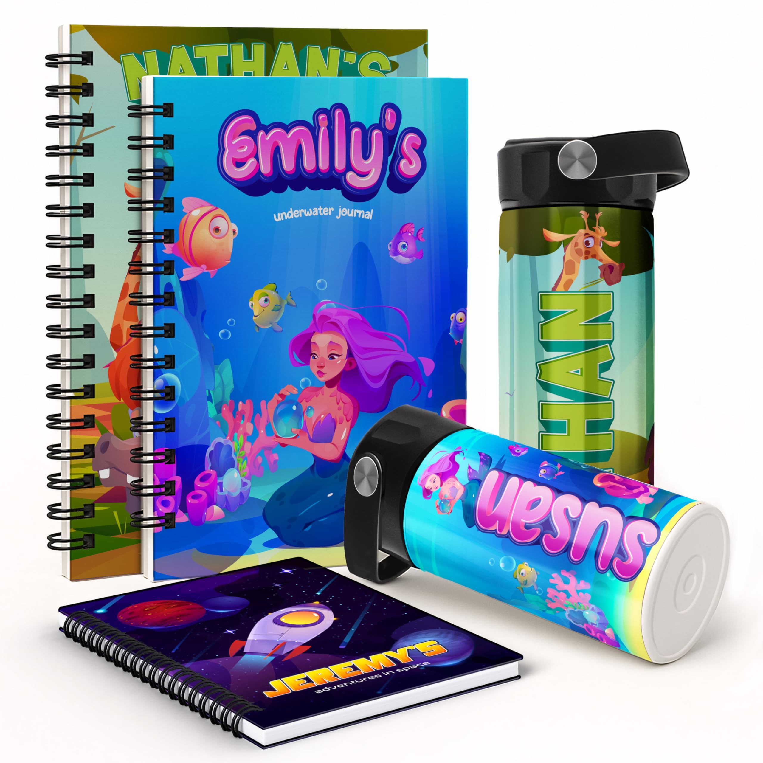 Custom Kids Water Bottle & Notebook Set