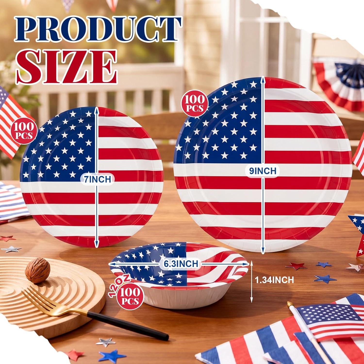 Havawish 250th Anniversary Patriotic Party Supplies for 50 Guests 150 Pcs 4th of July Biodegradable Paper Plates and Bowls Set American Flag Disposable Dinnerware for Memorial Day Celebrate BBQ Picnic