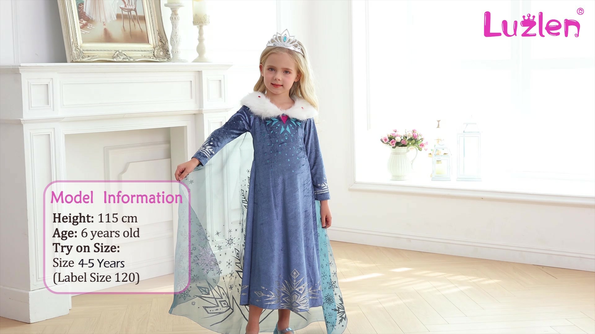 Mädchen Schneeprinzessin-Kostüm – Für Halloween, Karneval & Rollenspiel