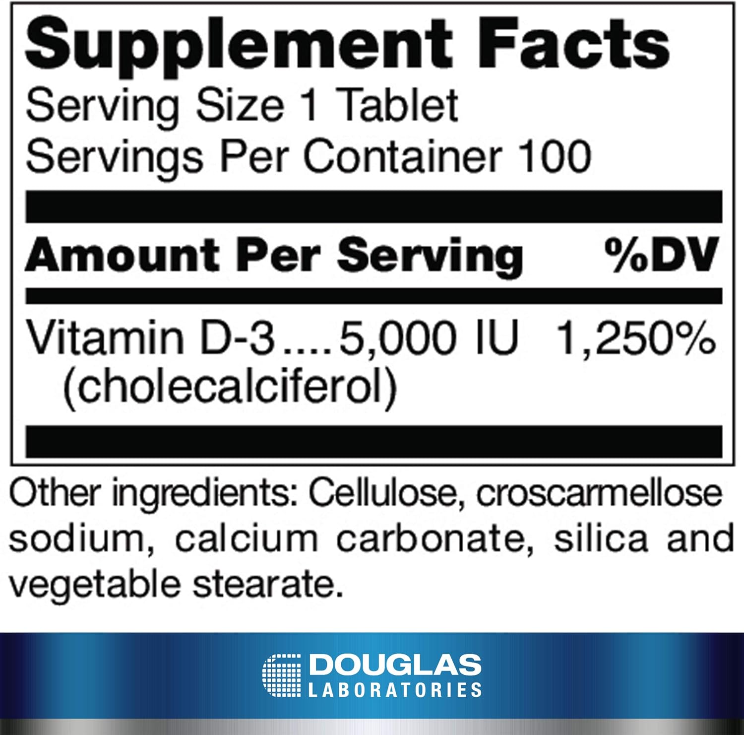 Douglas Laboratories Vitamin D (5,000 I.U.) | Vitamin D3 Supplement to Support Immune Health, Calcium Levels, and Bones* | 100 Tablets : Health & Household