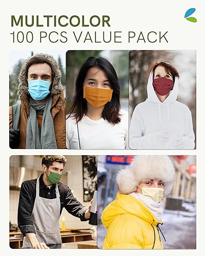 Miniatura 41 de FriCARE Mascarillas desechables para adultos, 4 capas ASTM nivel 3, protección contra alergias, envueltas individualmente, paquete de 50, surtido