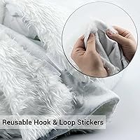 Vista 3 de Falda de árbol de Navidad de 30 pulgadas, terciopelo de felpa blanca nevada, falda de árbol de felpa, cubierta de base, adornos para árbol