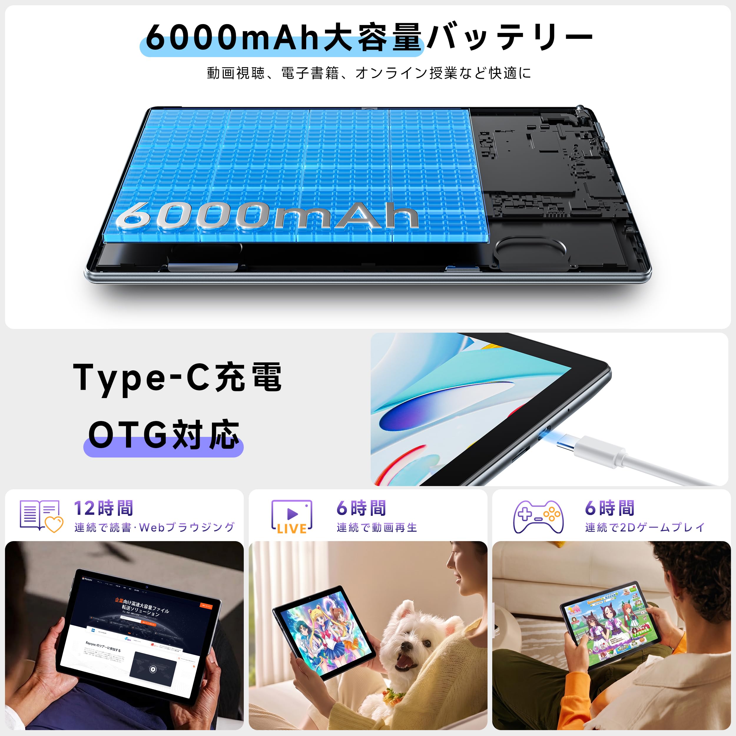 Android16 タブレット 10インチ wi-fi6モデル 6000mAh Amazon.co.jp: 【タブレット 10インチ】Android16 強化版 Wi-Fi6