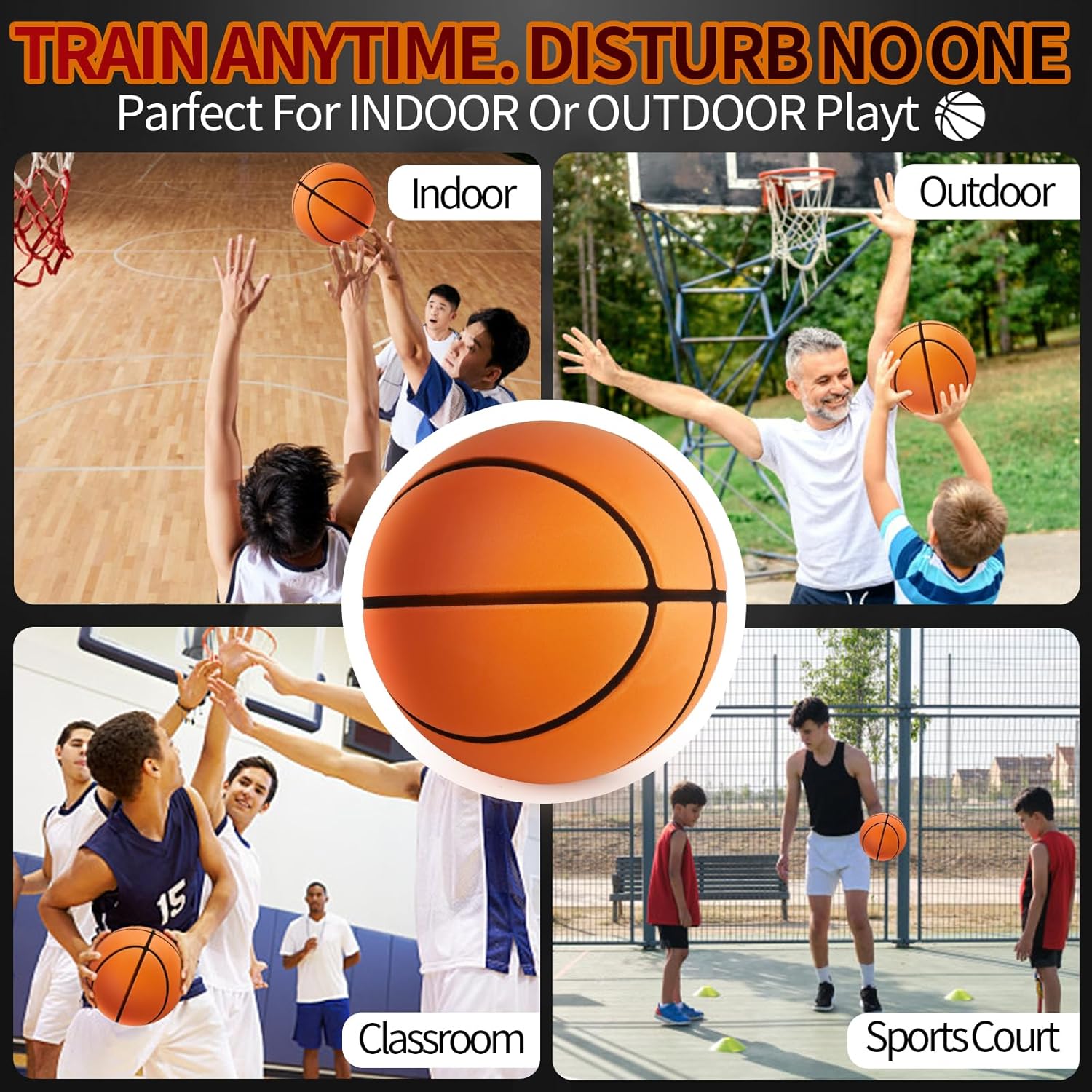 Silent Basketball Size 7 29.5" Quiet Basketball High Density Soft Foam Low Noise Bouncing Ball for Quiet Dribbling Practice - Image 6