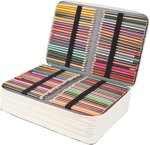 Miniatura 4 de Shulaner Estuche para lápices de colores con cierre de cremallera, gran capacidad, estilo retro, con patrón de elementos, bolsa impermeable de tela