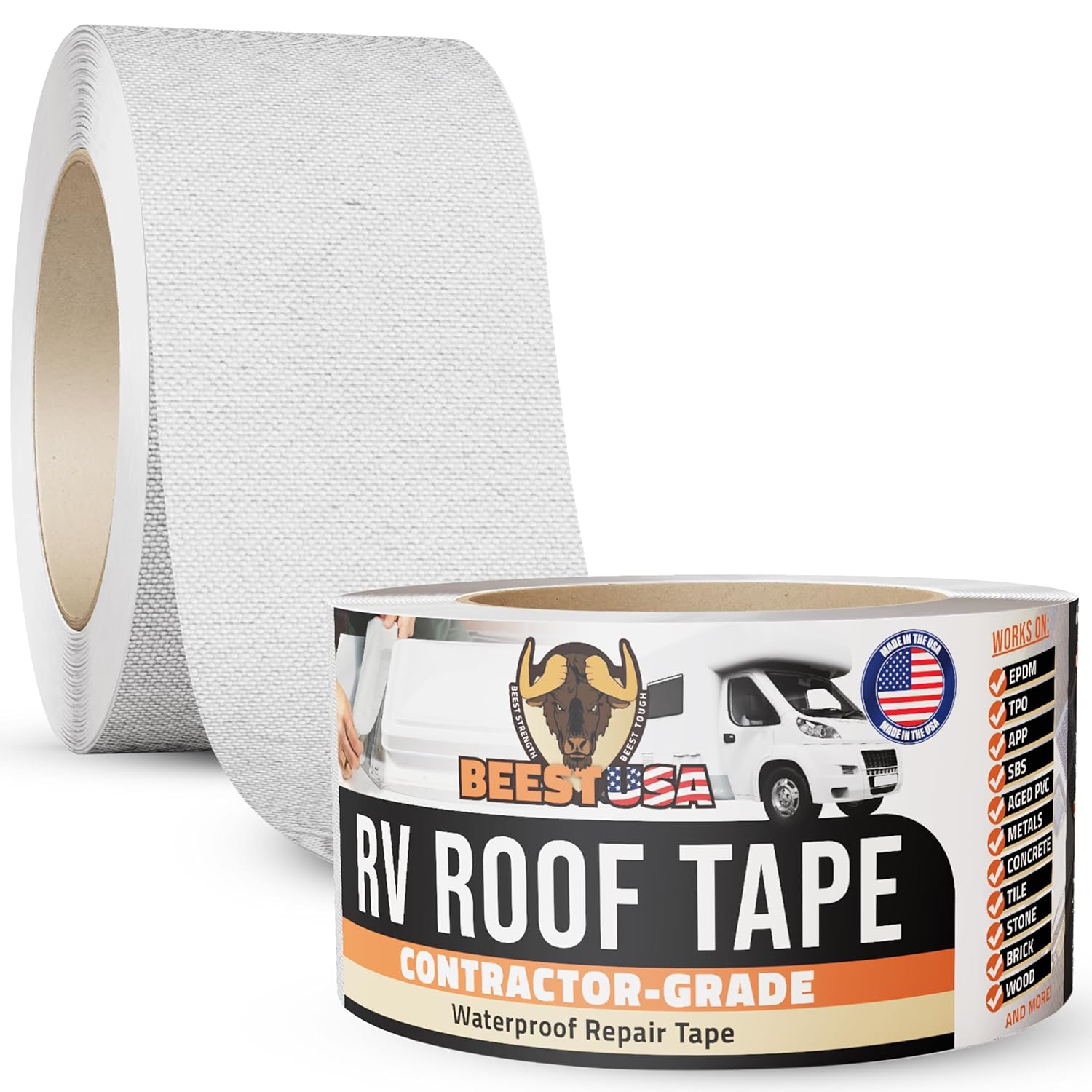 BEEST RV Roof Tape 4"x25", Waterproof Tape, RV Roof Sealant - Patch, Repair, Seal Leaks & Seams Permanently - Roofing Patch for EPDM, TPO, Metal - Contractor Grade Roofing Sealant for Leak Protection