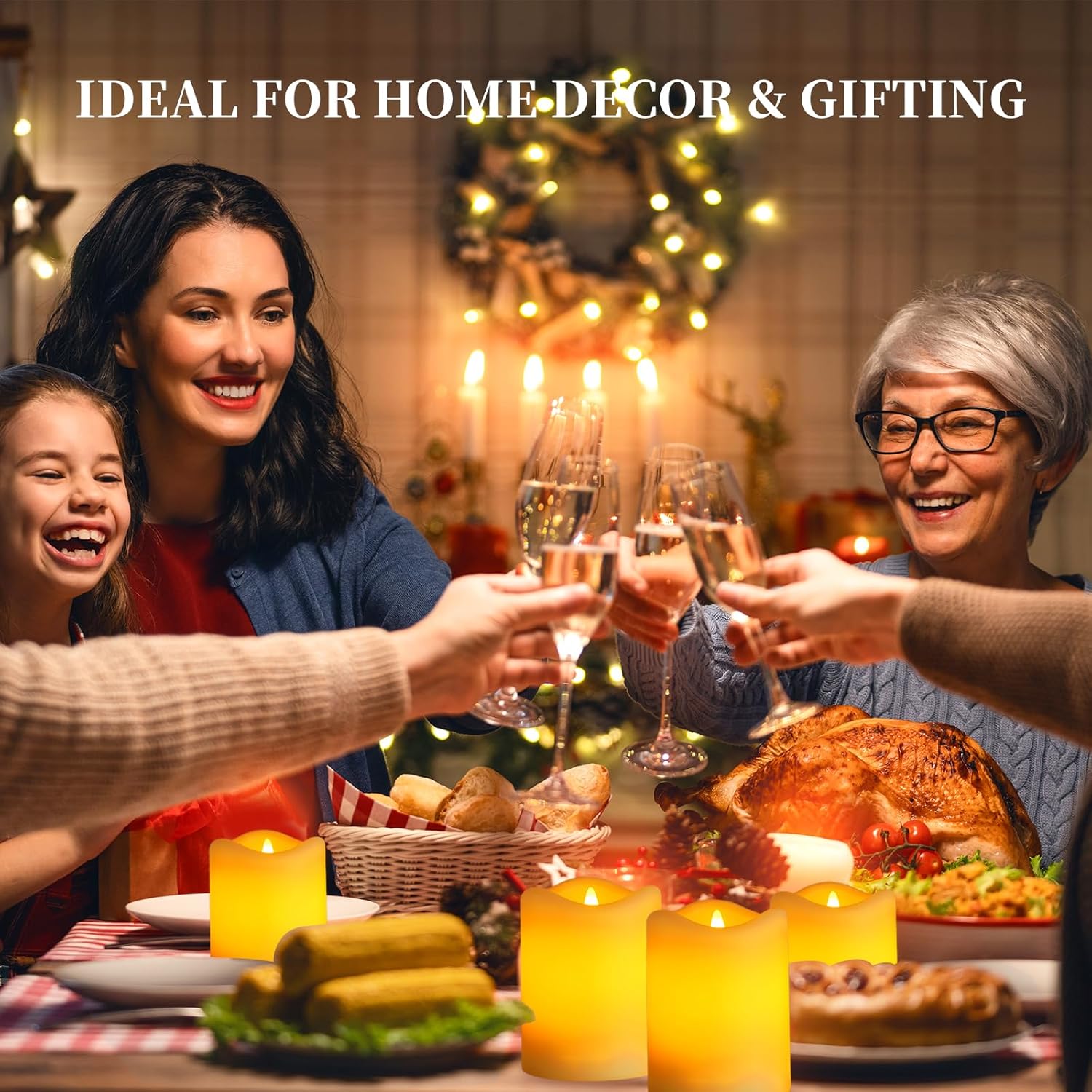 Solar Flameless Pillar Candles Outdoor 4 Pack, 3"x4" Rechargeable Solar Powered Lights, IP65 Waterproof Dusk to Dawn Sensor Solar Candles for Backyard, Garden, Patio, Porch, Pathway, Table Centerpiece - Image 5