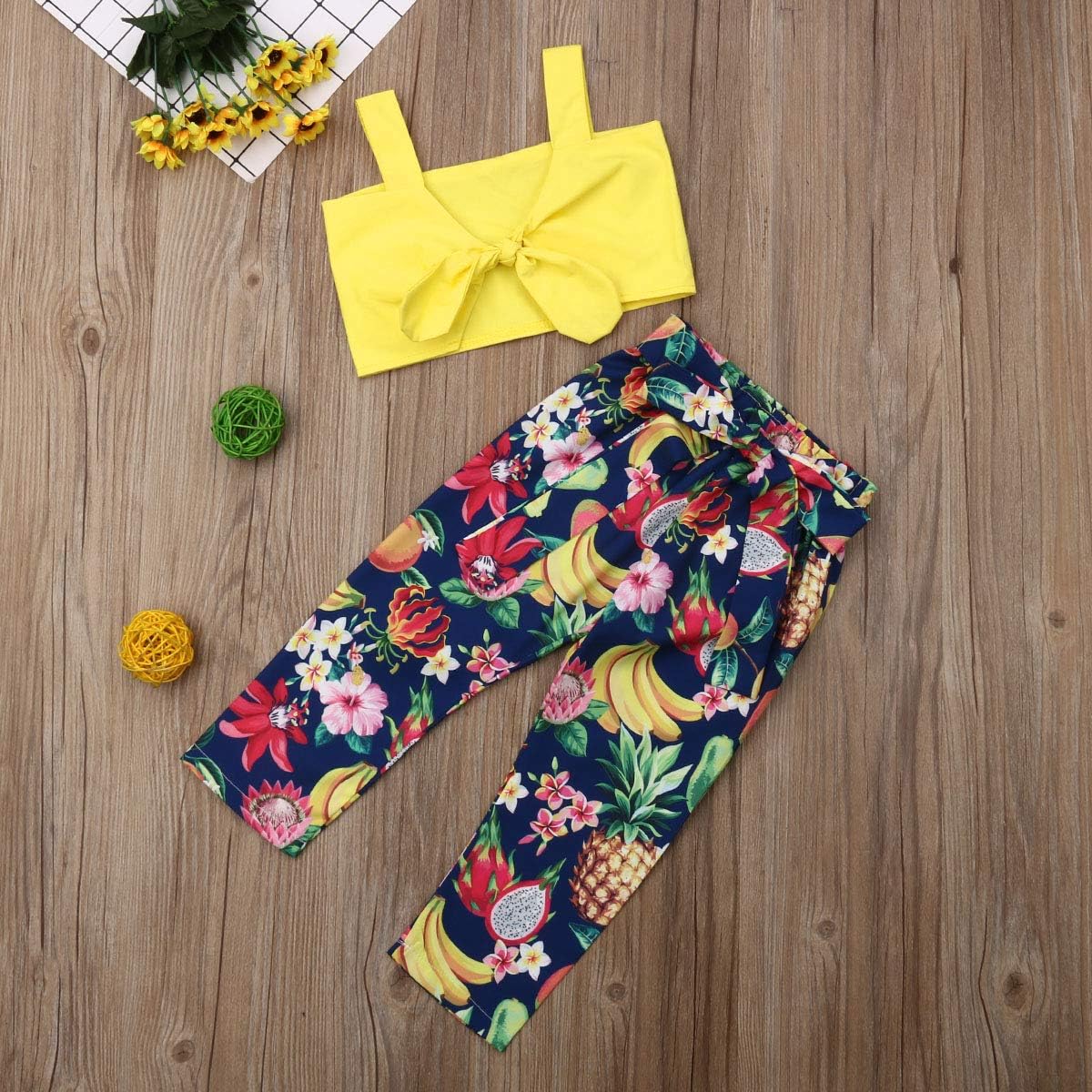27T Little Girls Fahsion Outfit Yellow Sleeveless Crop Top