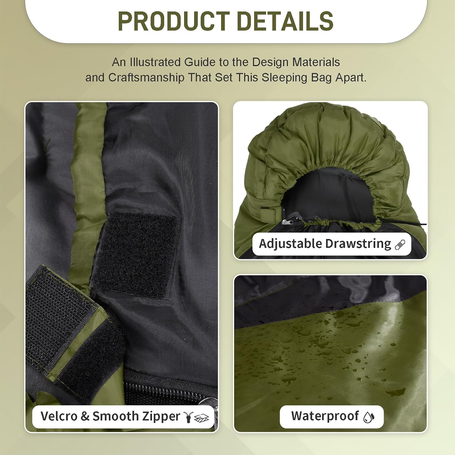 Outvita Camping Sleeping Bag, Cold Weather & Warm for Adults Big and Tall, Lightweight, Waterproof, Backpacking, Camping Gear Equipment for Traveling,Hiking,Hotel,Outdoor & Indoor