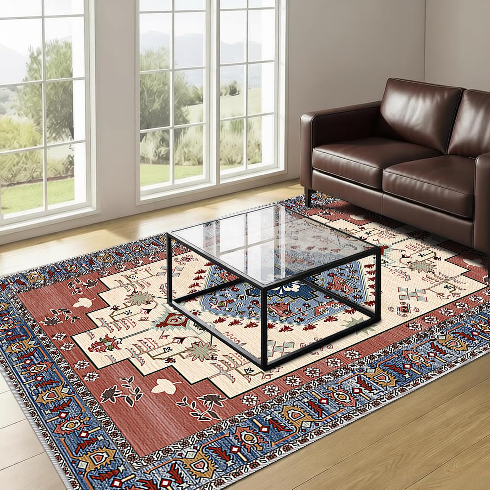 Dywan do salonu z krótkim włosiem, 100 x 130 cm antypoślizgowy dywan do jadalni, dywan do salonu, nadające się do prania, nowoczesny dywan do sypialni, duże dywany do pokoju