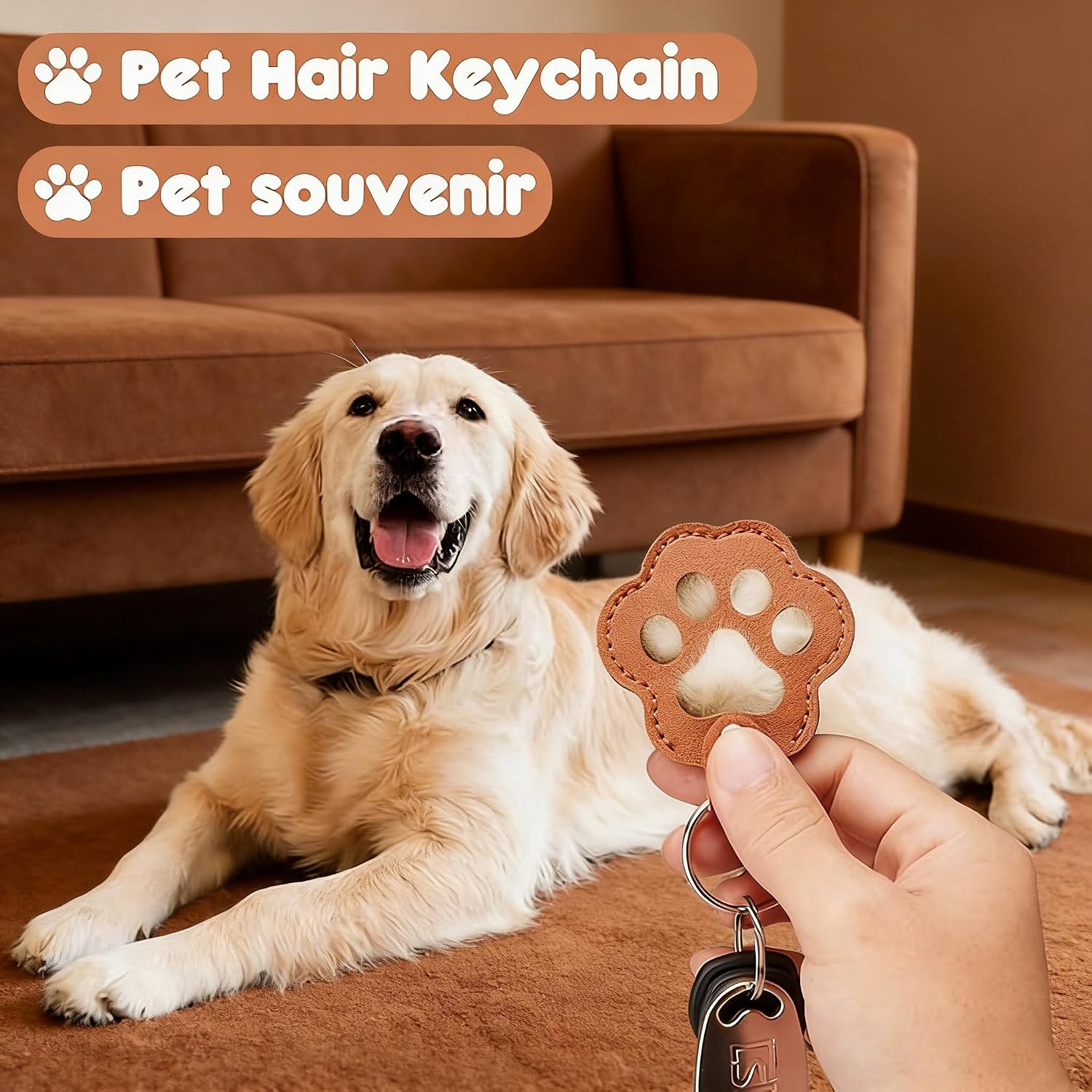 Pet Hair Storage Keychain,Cat & Dog Lovers Gifts, Pet Dog Cat Hair Collector Paw Shaped, fur keepsake Keychains, dark color image 2