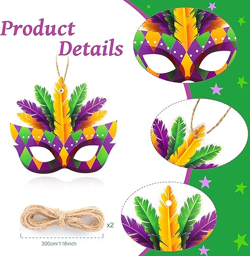 Miniatura 3 de HOWAF 24 adornos colgantes de Mardi Gras Mardi Gras, decoraciones de fiesta de Mardi Gras, adornos de árbol, máscaras de carnaval moradas,