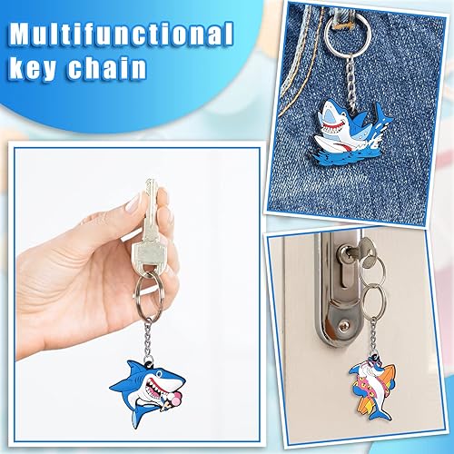 Miniatura 6 de MTLEE Llaveros de tiburón para mochilas, 8 estilos de tiburón, lindo tiburón bajo el mar, regalos de fiesta de cumpleaños en el mar, suministros de