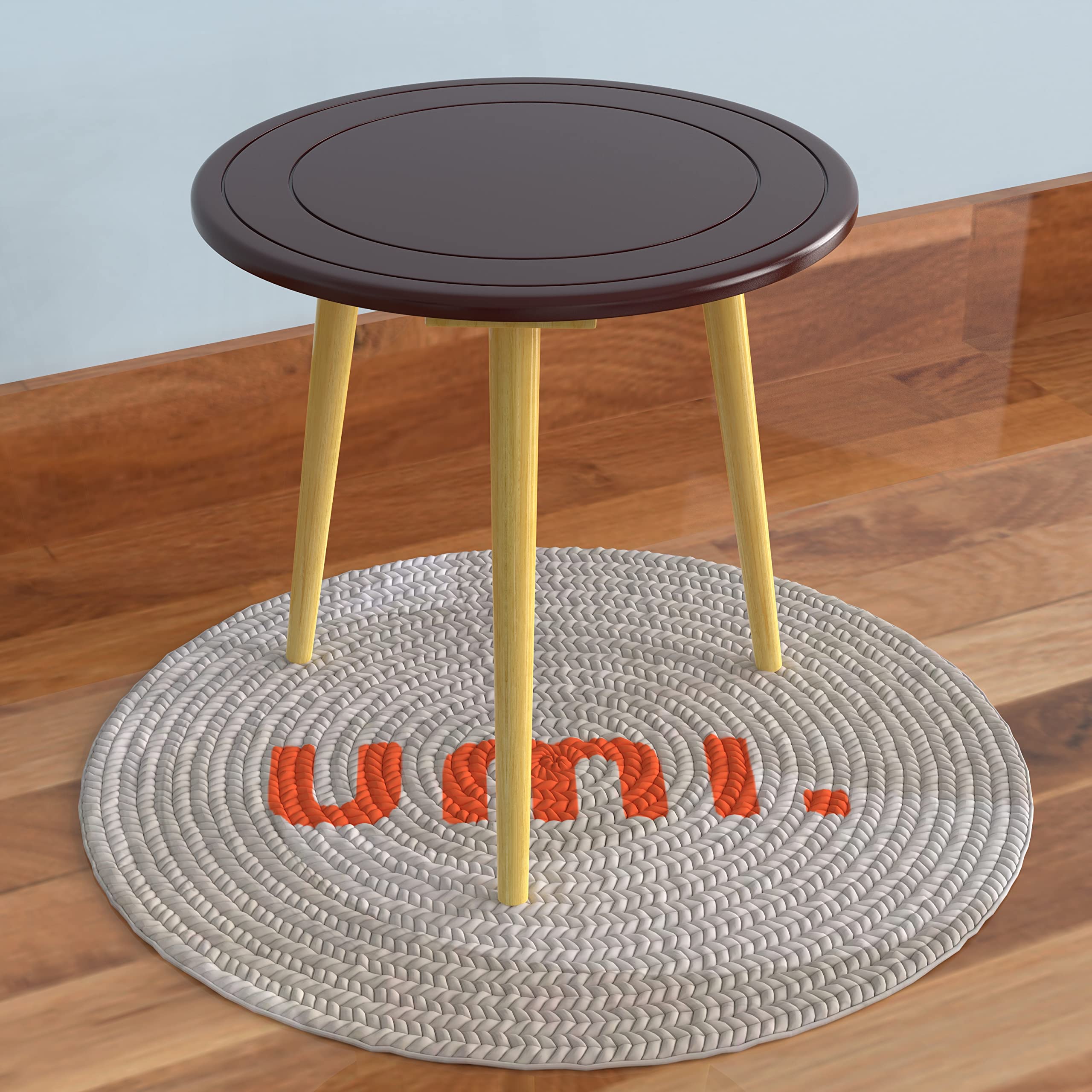 Amazon Brand - Umi Small Foldable Solid Wood Round End Table (Natural Finish Legs) (Brown)