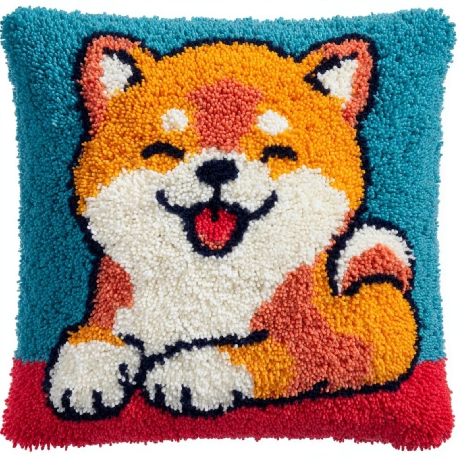 AxiangziK Latch Hook Kits 17x17in,Akita Inu Animal Dog Latch Hook Craft Decorative Tapestry DIY Needlework Rug Kits for Beginners Children Adults and Seniors