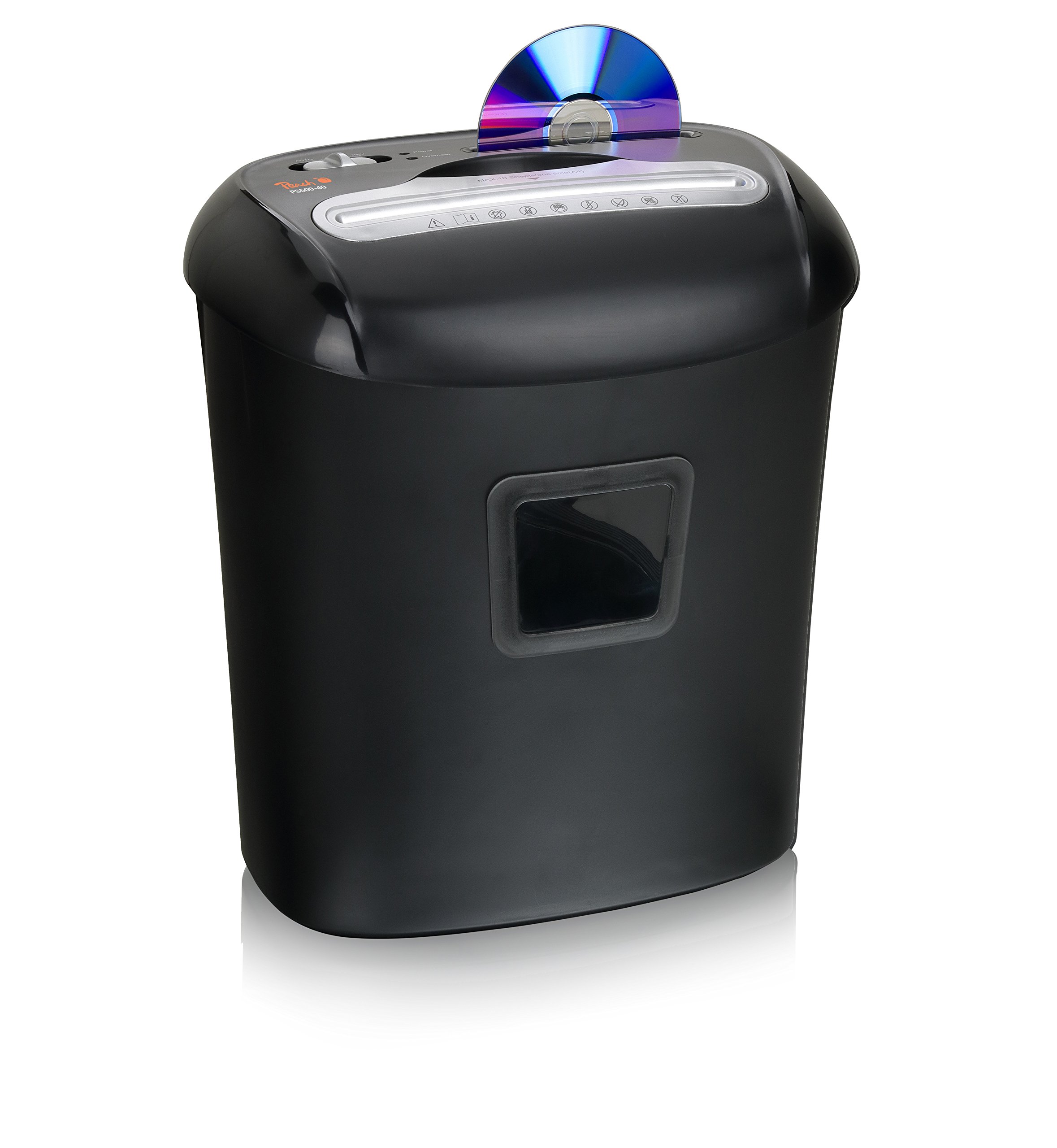 Peach PS500-40 - Distruggidocumenti a sezione particelle, 10 fogli, 21 litri, 5 x 16 mm particelle (P-4), carta, CD, carte di credito, partner efficiente, GDPR 2018, livello di sicurezza 4