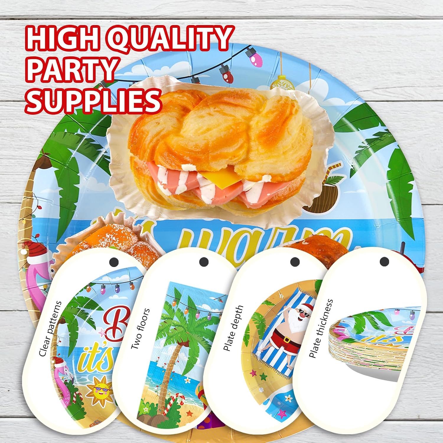 96Pcs Christmas July Party Decorations Christmas Santa Plates and Napkins Tableware Sets Baby It’s Warm Outside Decorations Favors for Hawaiian Luau Beach Summer Retirement Party Supplies Serve 24