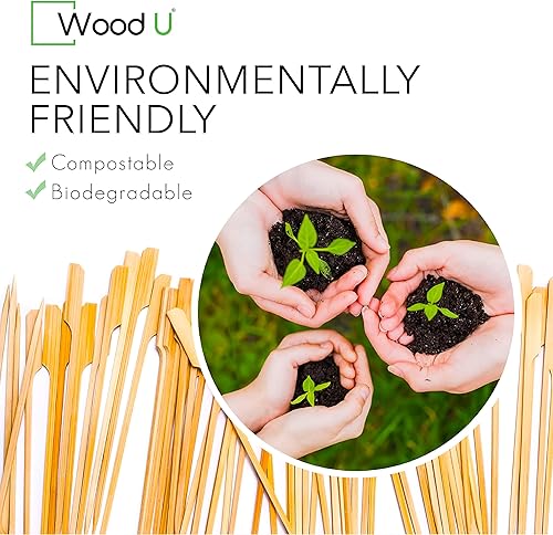 Miniatura 4 de Palillos de madera de bambú para paletas – 7 pulgadas 100 piezas palillos de dientes para aperitivos – Palillos de cóctel para frutas, Kabab