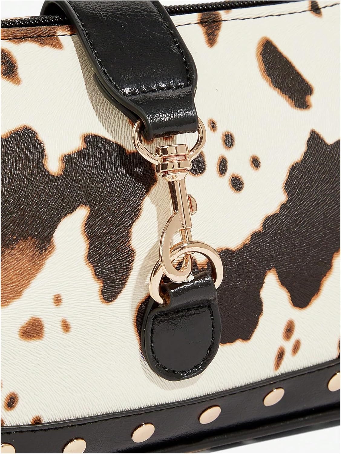 Women’s Cow Print Studded Underarm Bags Zipper Buckle Shoulder Handbags Retro Cowgirls Purse - Image 6