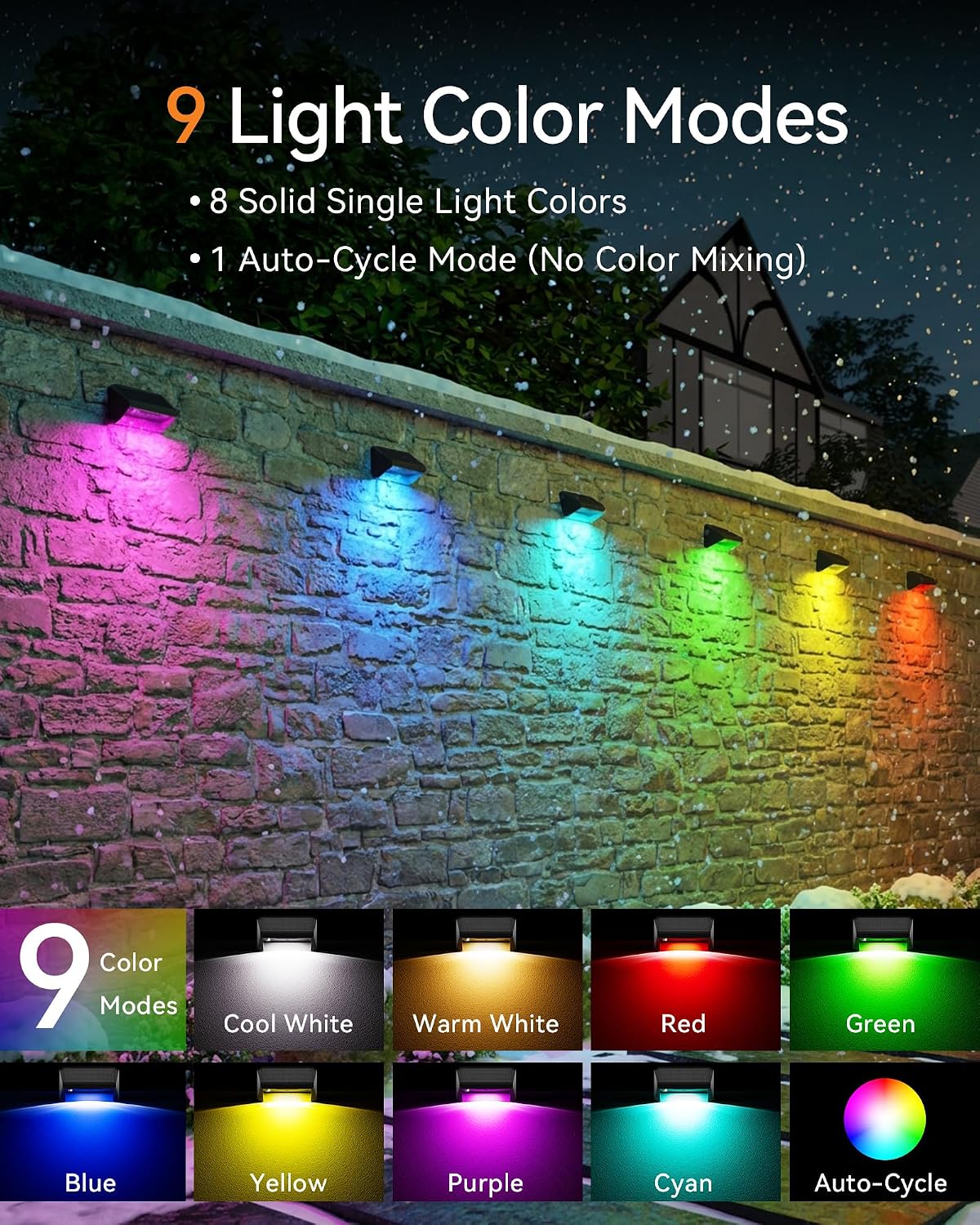 Fence Lights Solar Powered with Remote 12 Pack, IP65 Waterproof