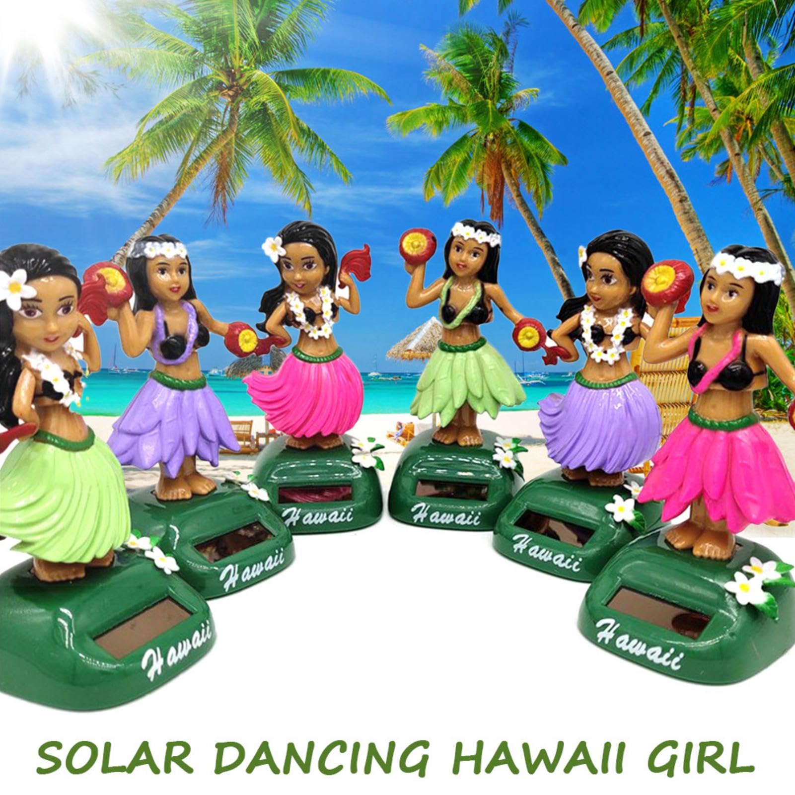 Figurine Solaire Dansante Hawaïenne Pour Tableau De Bord Voiture - 10x7x10 Cm, énergie Solaire, Décoration Mignonne - 3