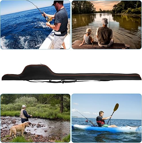 Miniatura 6 de doorslay Bolsa para caña de pescar, funda protectora de caña de pescar y carrete de 63 pulgadas, funda de caña de pescar plegable portátil, bolsas