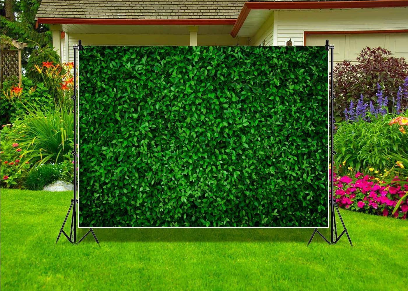 10x8ft Green Grass Wall Backdrop, Nature Summer Green Leaves Greenery Backdrop for Office Decor Wedding Birthday Party Banner Newborn Baby Shower Photo Shoot Props