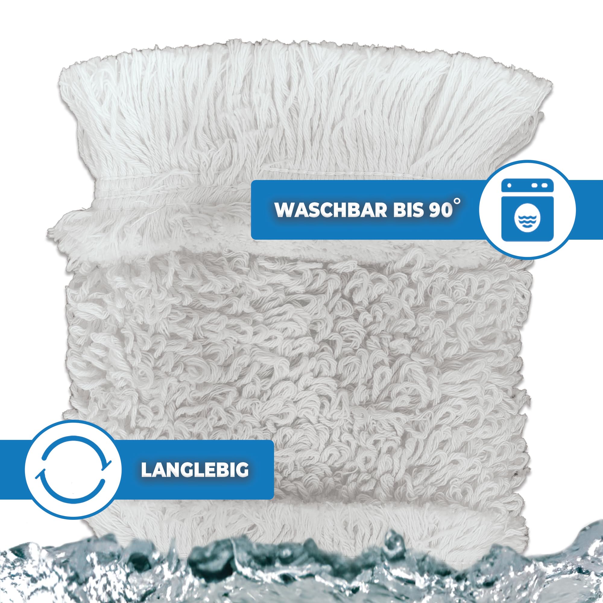 3 x bawełniany mop do składanych uchwytów 40 cm – mop bawełniany do wycierania podłogi i czyszczenia na mokro – uniwersalny środek do czyszczenia podłóg – delikatny dla prawdziwego drewna i