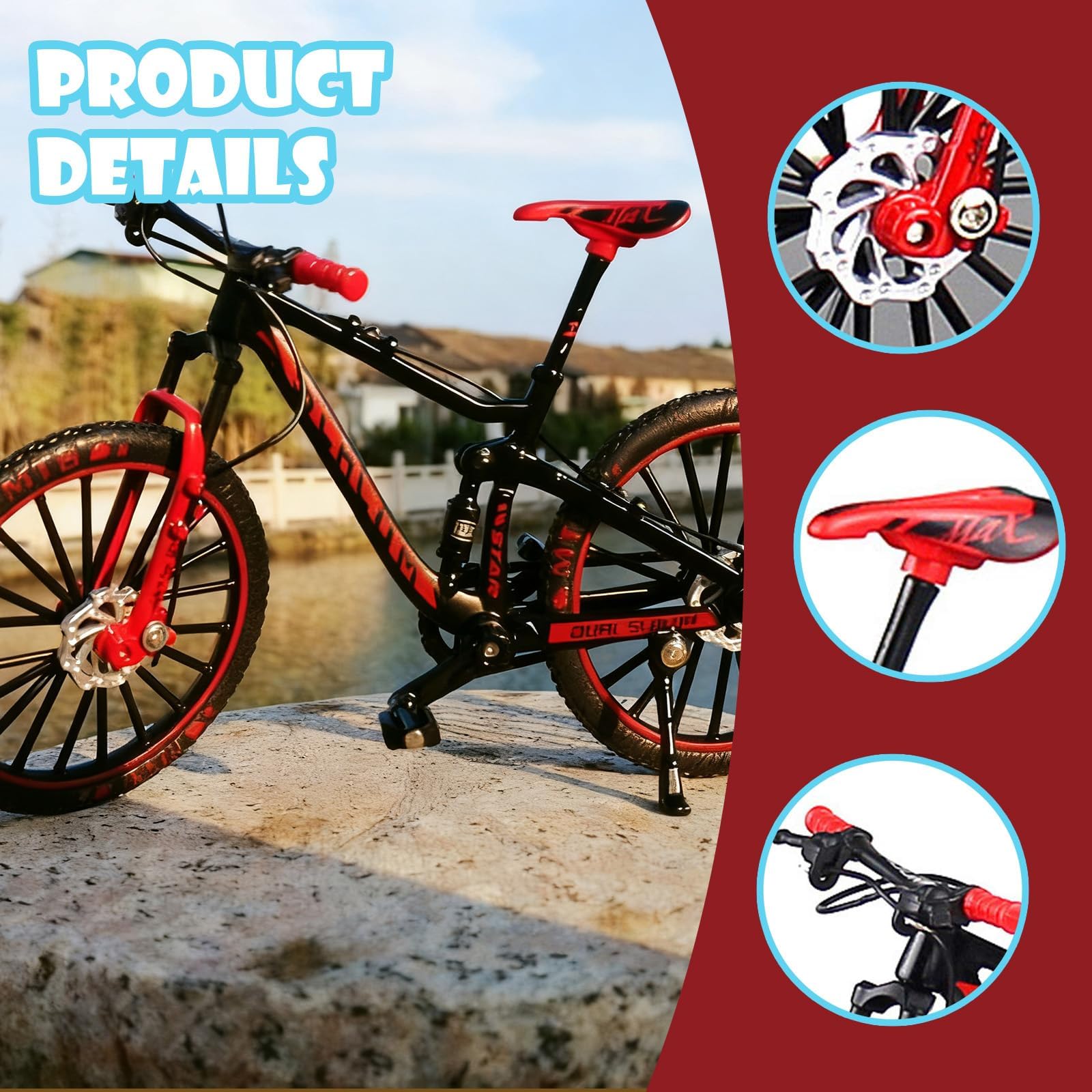 Finger BMX Bicicletta Modello 1:10 - Miniatura Mountain Bike in Lega, Decorazione realistica Bicicletta da collezione & Regalo per adulti