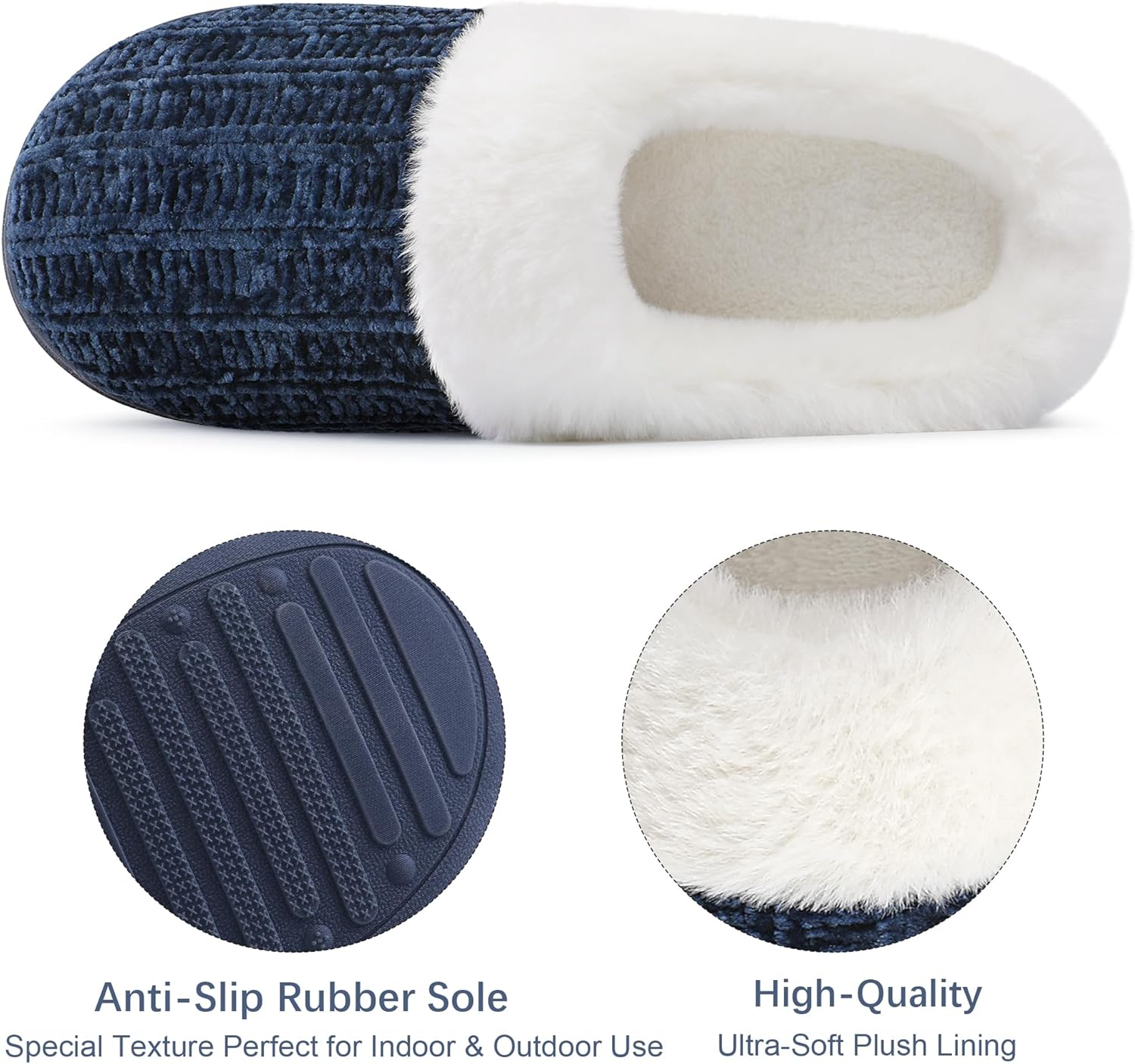 shoeslocker Women's Memory Foam Fuzzy Slippers Knit house shoe for Women Comfy Wool-Like Lined Slippers Indoor Outdoor - Image 5