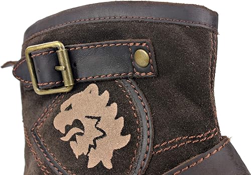 Miniatura 8 de OSSTONE Botas de moto para hombres Moda Zipper-up Cuero Botas Chukka Zapatos Casual Estilo Retro OS-5008-1-DA1B1, Marrón