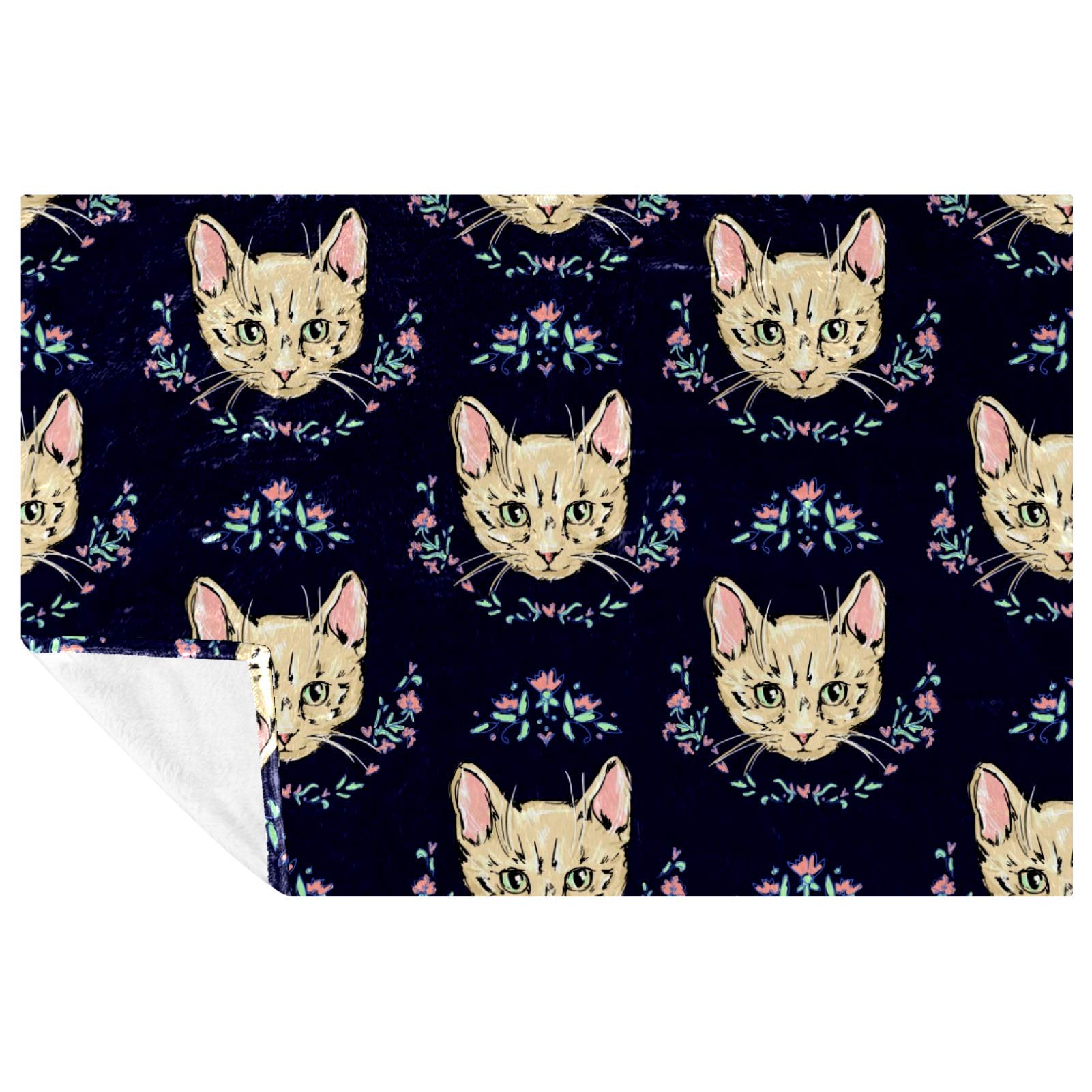 Couverture chat plaid lit doux chaud 150x100 cm pour plage et terrasse