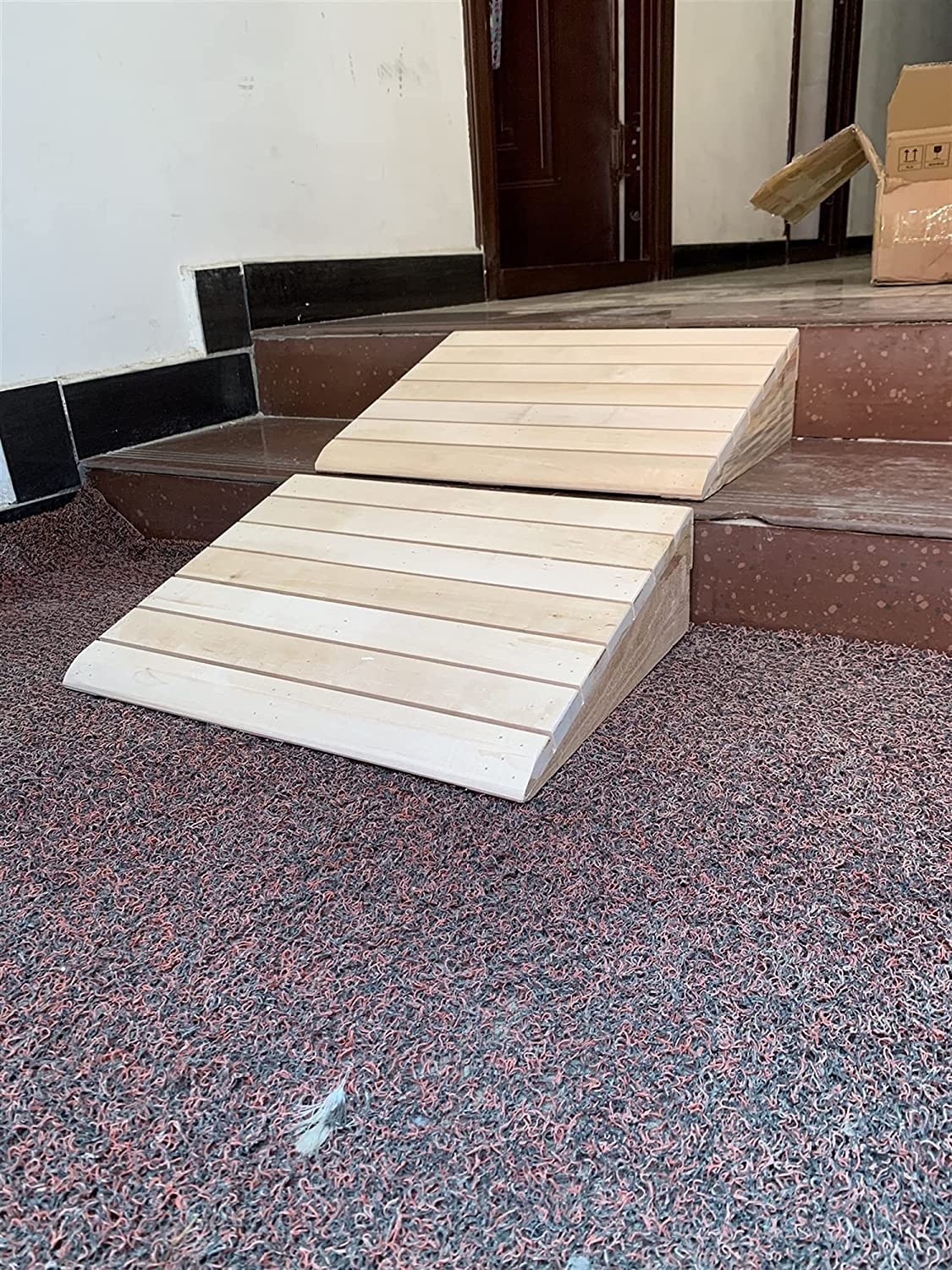 Rampa de umbral de madera para silla de ruedas, ligera, antideslizante, rampa de movilidad para entrada de 20 pulgadas de longitud