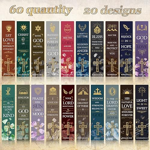 Miniatura 3 de 60 marcadores de versículos bíblicos con crucifijo de escrituras cristianas, marcador de libros de oración religiosa, marcadores de citas