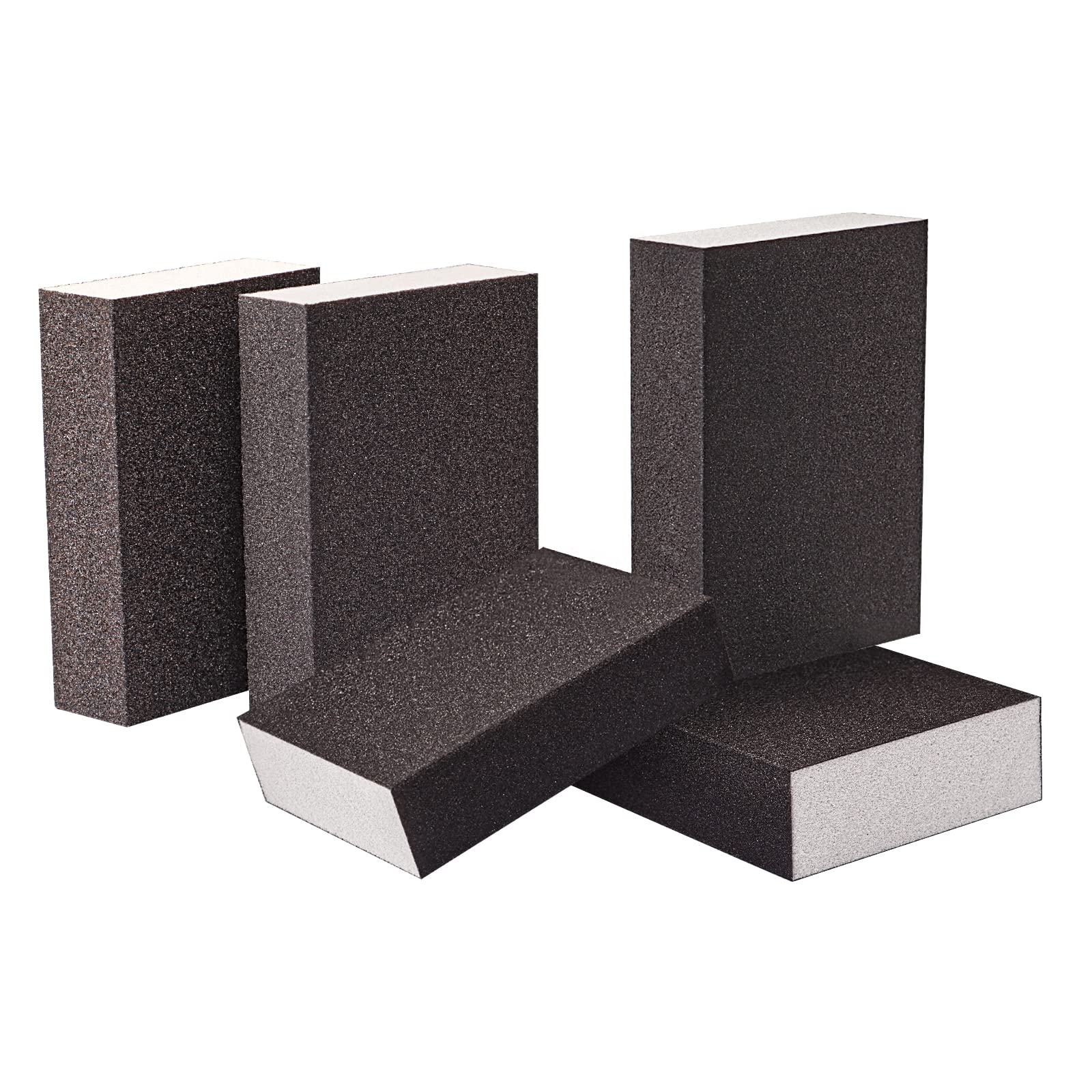 Sanding Sponge Blocks 5 Pack Wet Dry Dual-Use,Sanding Blocks Use Sandpaper for Wood 5 Grits 80/100/120/180/220 Grit,Washable Reusable Sanding Blocks Pads for Wood Metal Wall Furniture Polishing