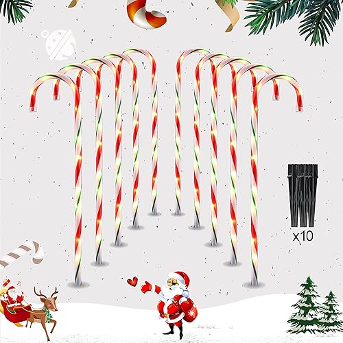 Miniatura 9 de Luces de bastón de caramelo de Navidad de 10 para decoración de paisaje, luces LED (incluye estacas)